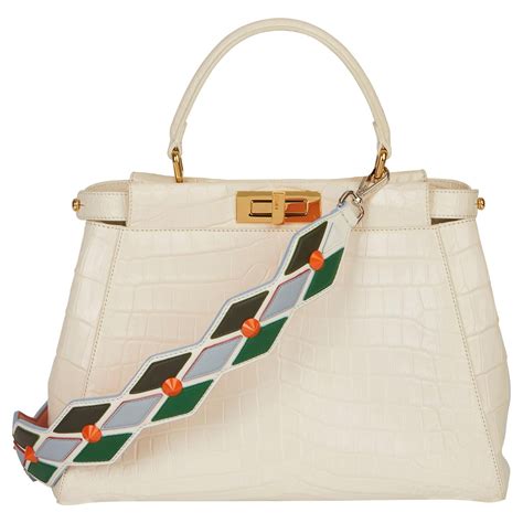 fendi peekaboo regular white leather|Fendi bag size.